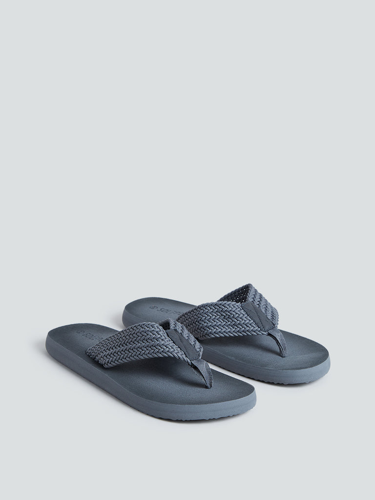 SOLEPLAY Grey Weave-Design Flip-Flops